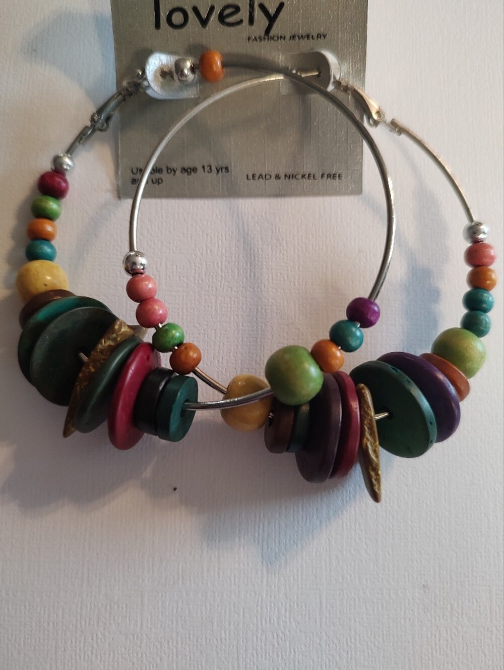 Lovely Multi-Color Bead Hoop Earrings